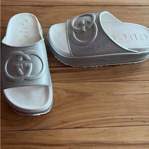 Metallic Silver Slides